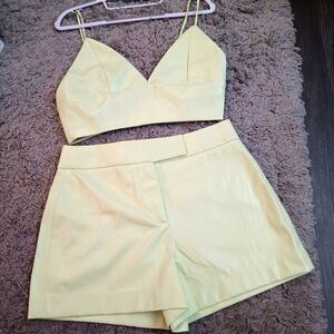 House of Harlow 2 Piece Faux Leather Shorts & Matching Halter Top NWT Sz 10